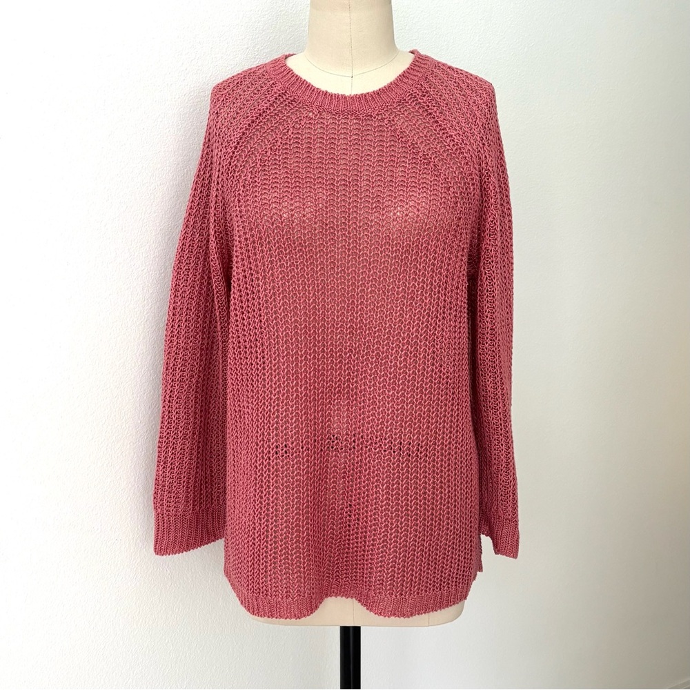 J.Crew Linen Beach Sweater NWT Dusty Rose Ribbed Oversized Relaxed-fit L